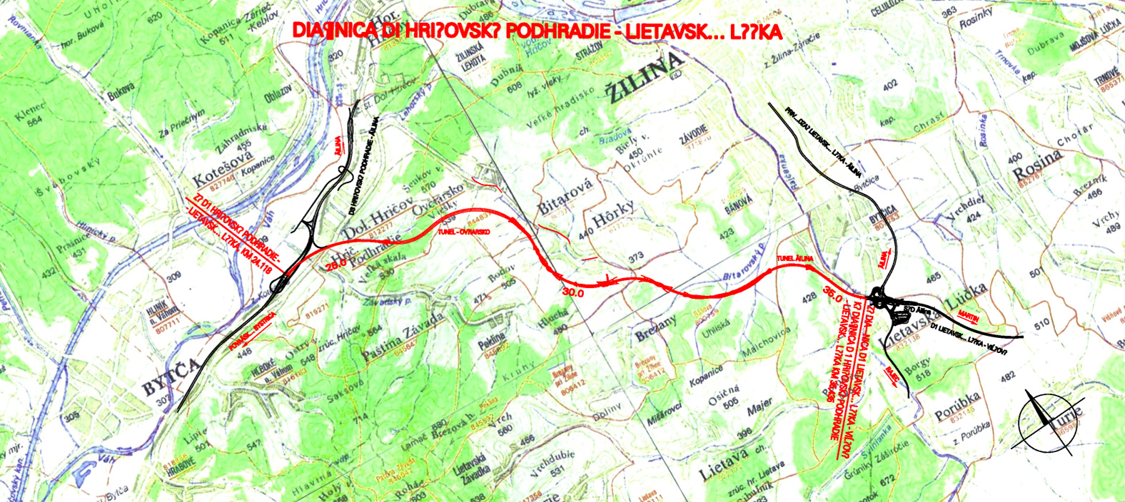 Diaľnica D1 Hričovské Podhradie - Lietavská Lúčka - prehľadná situácia