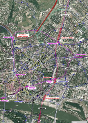 Dopravno-urbanistická štúdia prepojenia železničných koridorov v Bratislave.